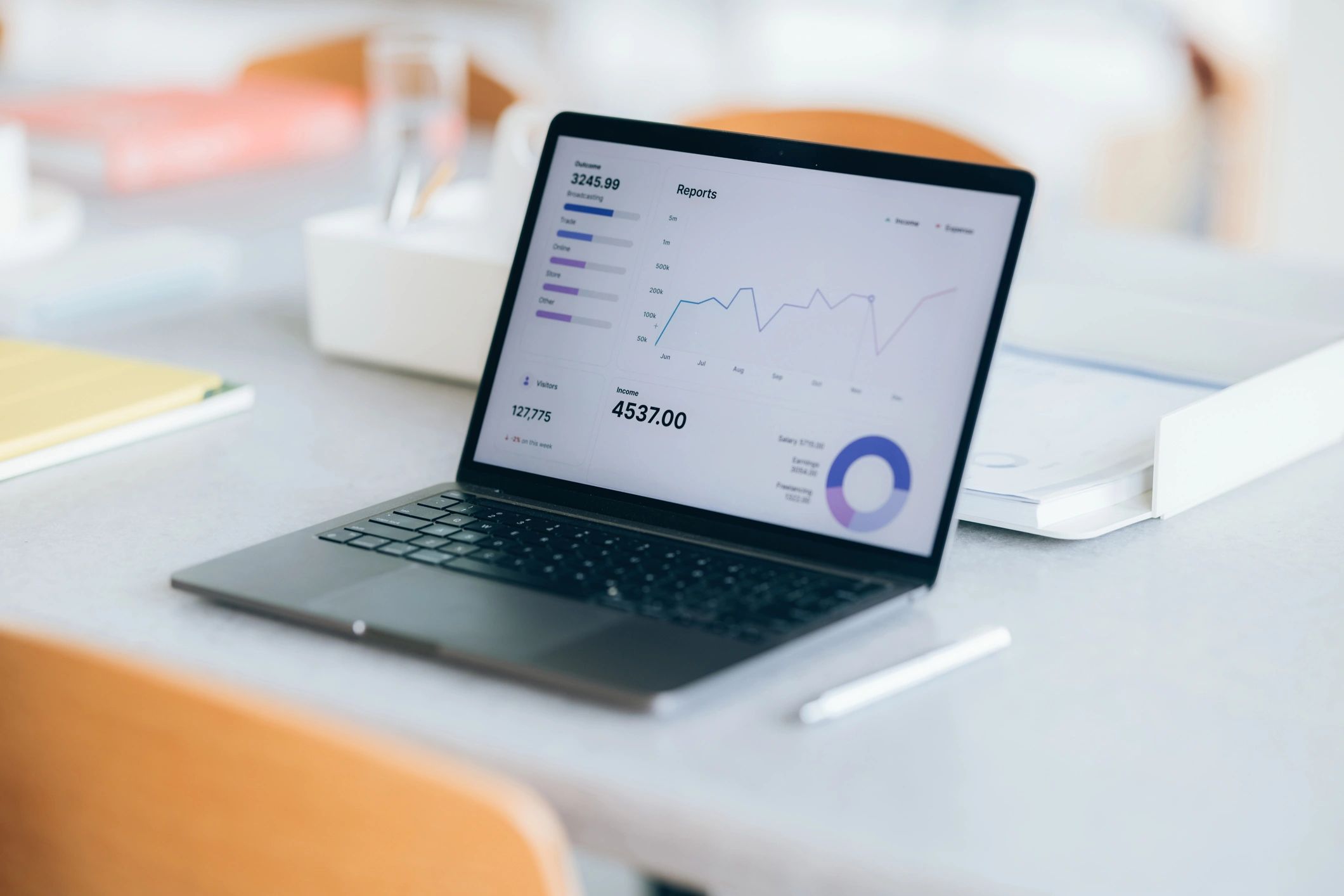 Analytics dashboard on laptop for paid campaign management
