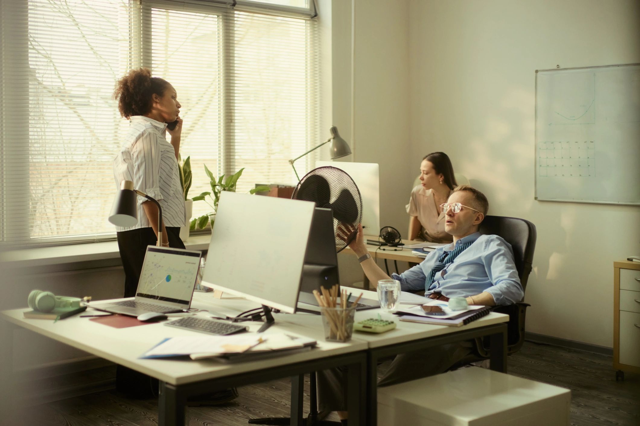 Office team working together on digital projects